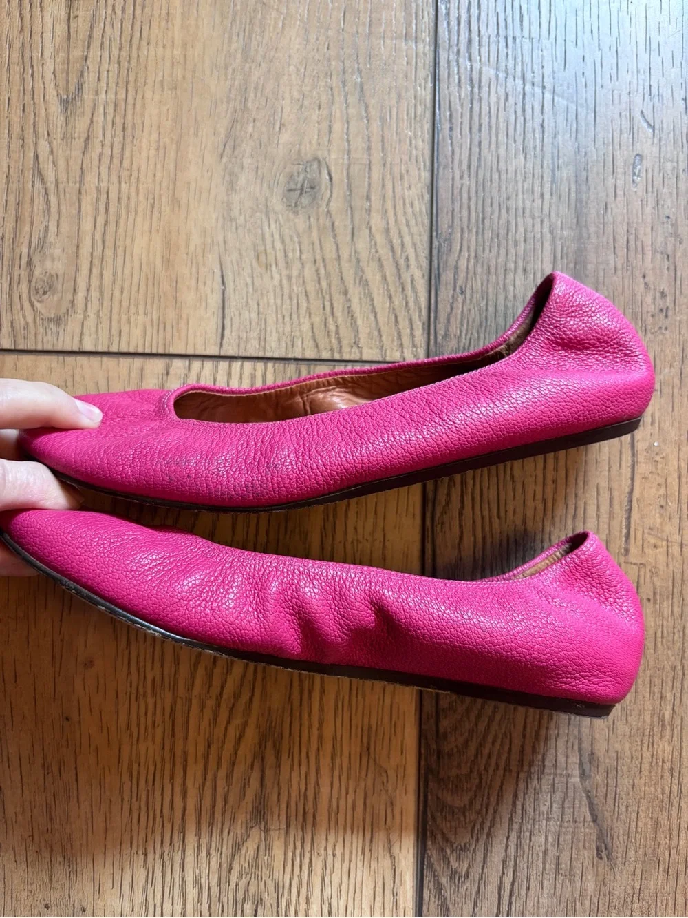 Lanvin Pink Leather Round-Toe Ballet Flats